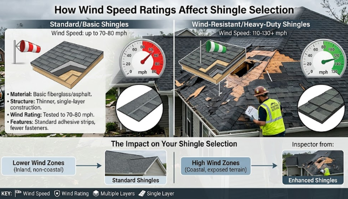 How Wind Speed Ratings Affect Shingle Selection